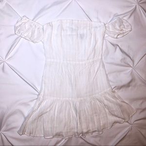 Tobi Off-The-Shoulder White & Gold Dress